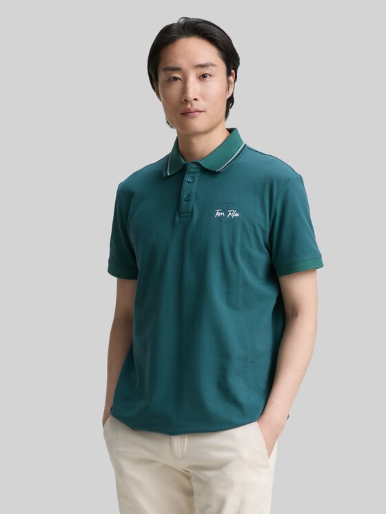 Piqué polo shirt with print - Jasper Green