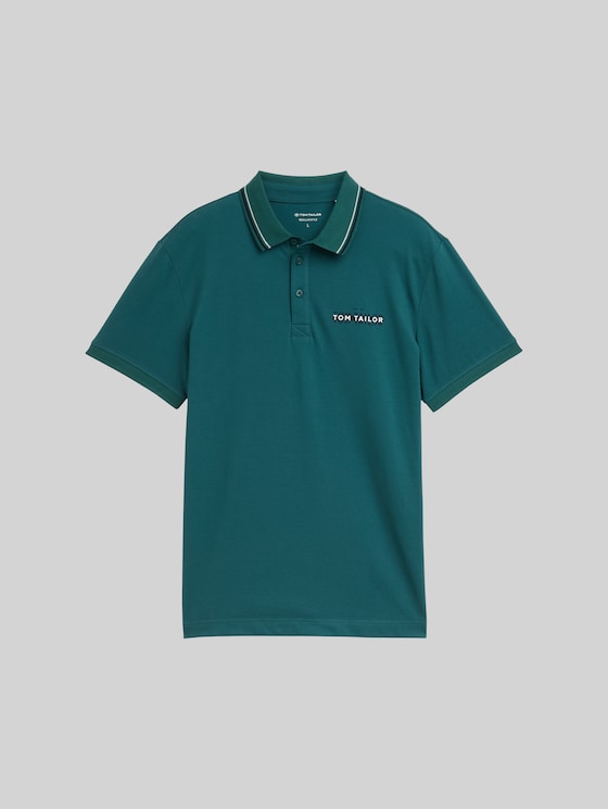 Piqué polo shirt with print - Jasper Green