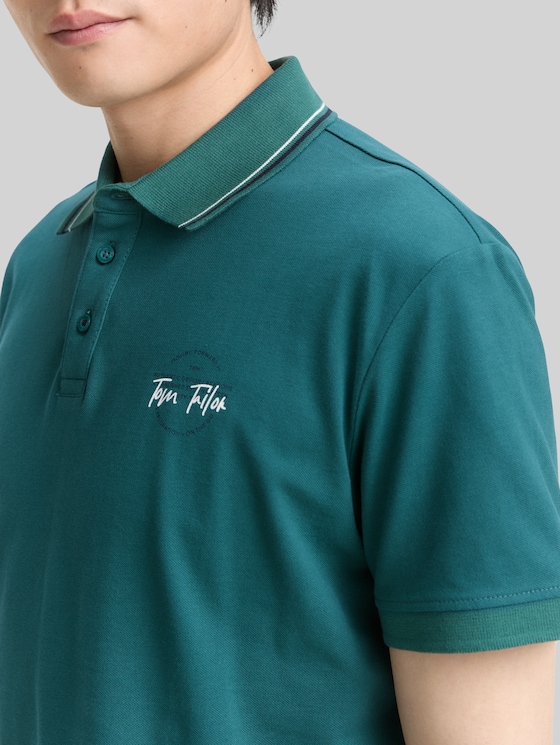 Piqué polo shirt with print - Jasper Green