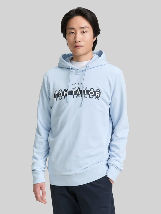 Hoodie sweatshirt with logo print - Light Metal Blue