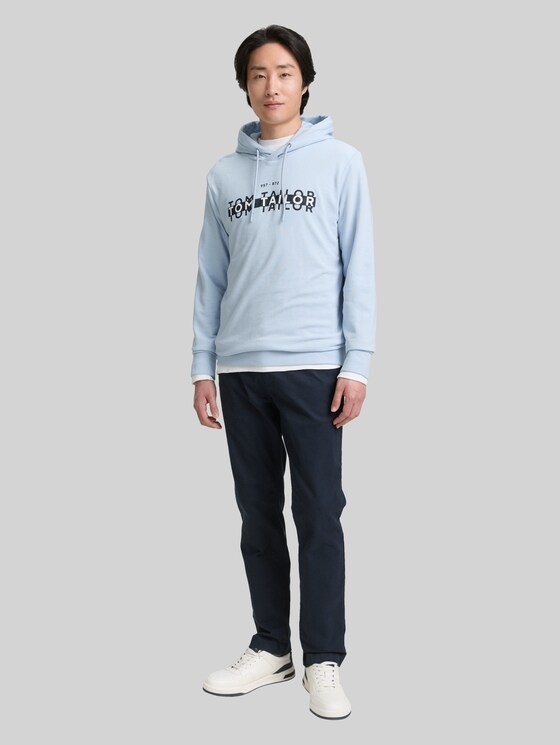 Hoodie sweatshirt with logo print - Light Metal Blue