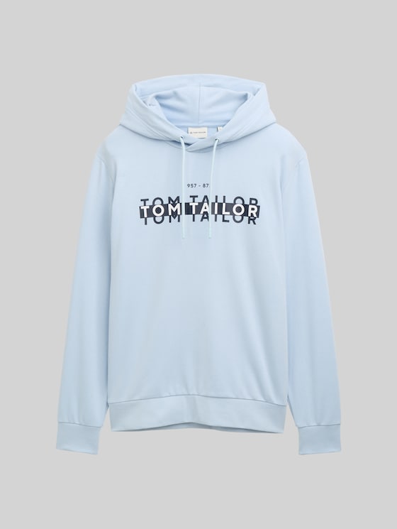Hoodie sweatshirt with logo print - Light Metal Blue