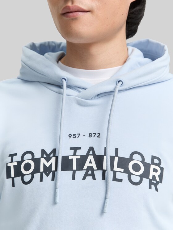 Hoodie sweatshirt with logo print - Light Metal Blue