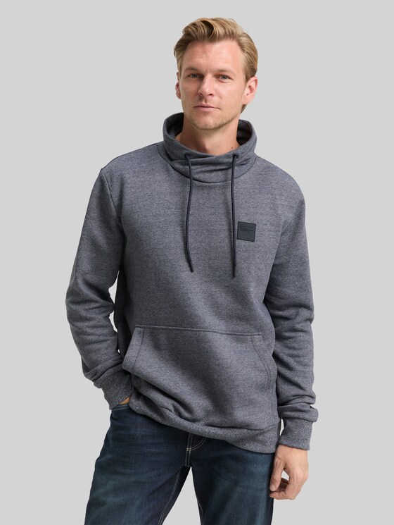 Snood sweatshirt in a melange look - navy grindle structure