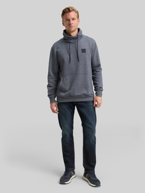 Snood sweatshirt in a melange look - navy grindle structure