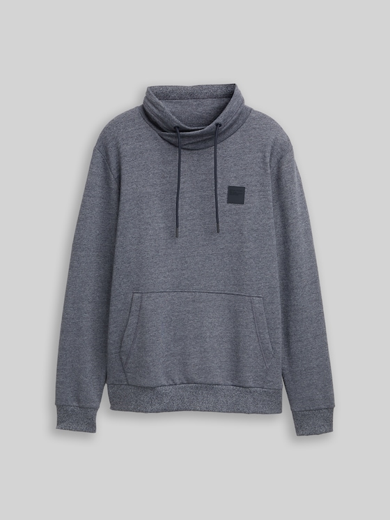 Snood sweatshirt in a melange look - navy grindle structure