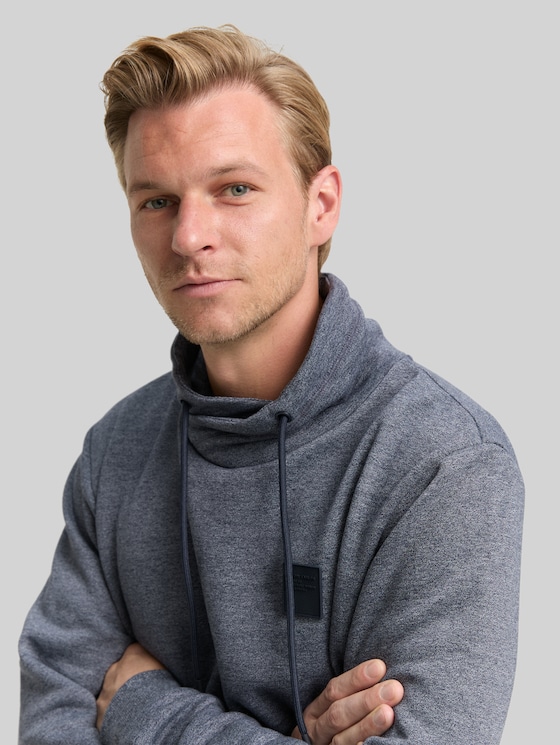 Snood sweatshirt in a melange look - navy grindle structure