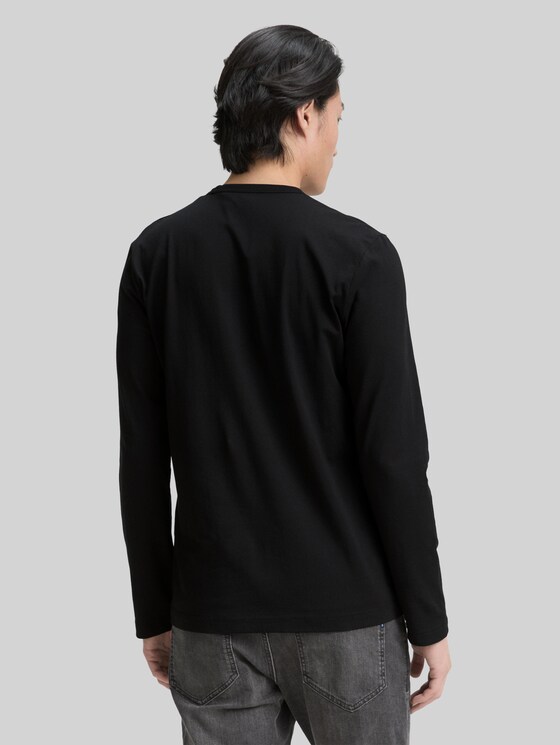 Slim fit long sleeve shirt with stretch - Black