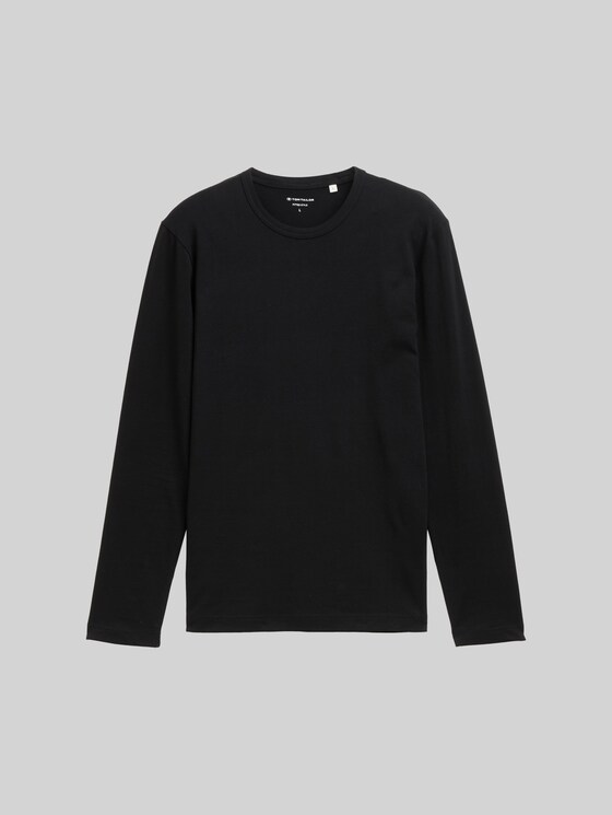 Slim fit long sleeve shirt with stretch - Black