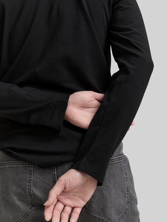 Slim fit long sleeve shirt with stretch - Black