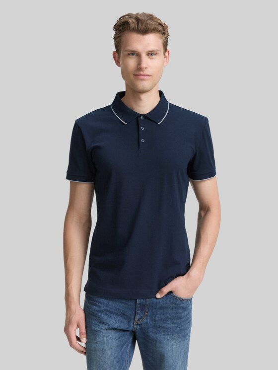 Slim fit jersey polo shirt with stretch - sky captain blue
