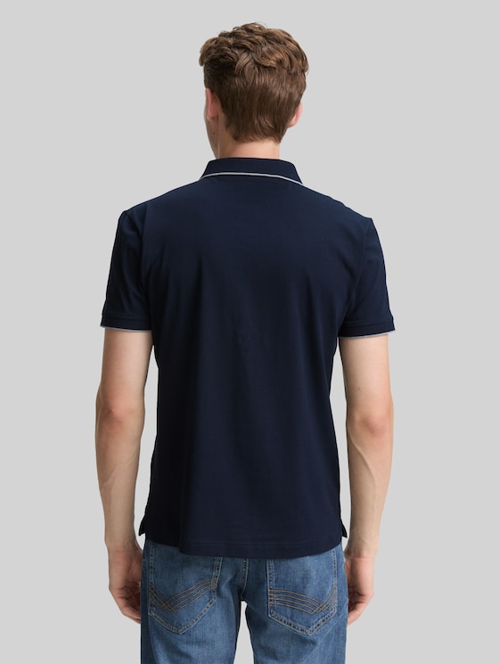 Slim fit jersey polo shirt with stretch - sky captain blue
