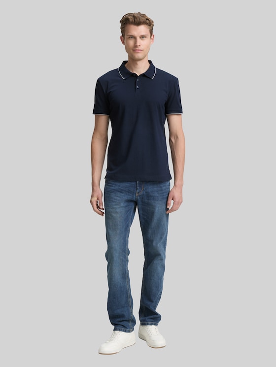Slim fit jersey polo shirt with stretch - sky captain blue