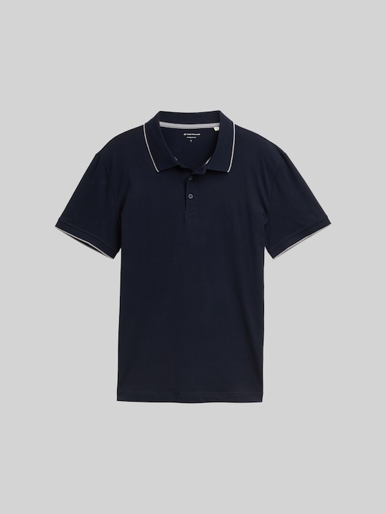Slim fit jersey polo shirt with stretch - sky captain blue