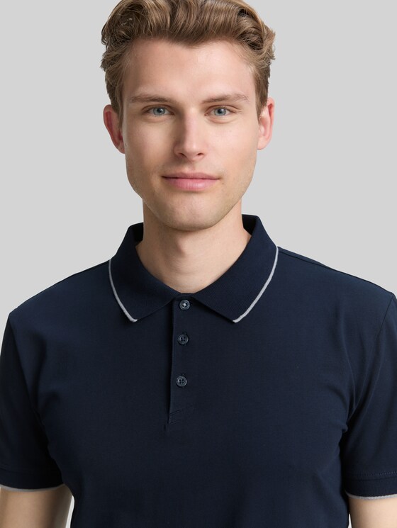 Slim fit jersey polo shirt with stretch - sky captain blue