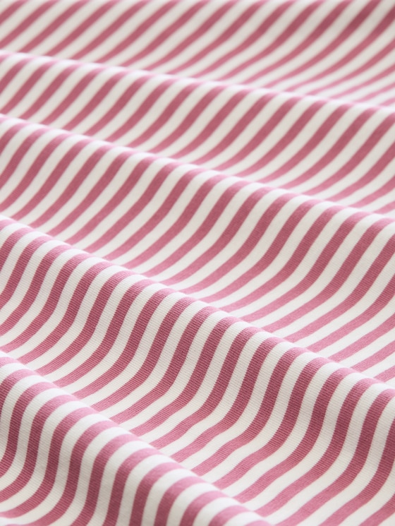 Boxy-fit T-shirt - mauve white stripe