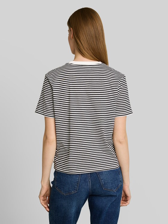 Boxy-fit T-shirt - black white stripe