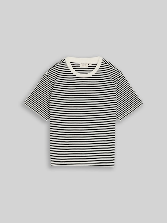 Boxy-fit T-shirt - black white stripe