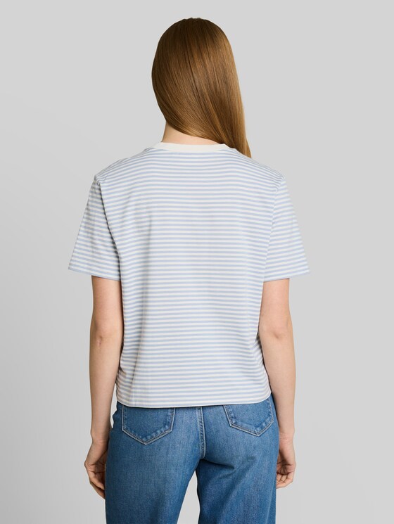 Boxy-fit T-shirt - light blue white stripe