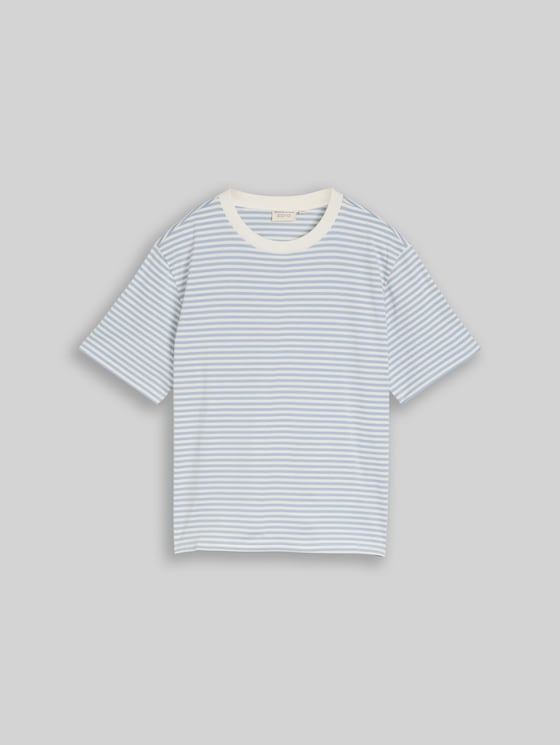 Boxy-fit T-shirt - light blue white stripe
