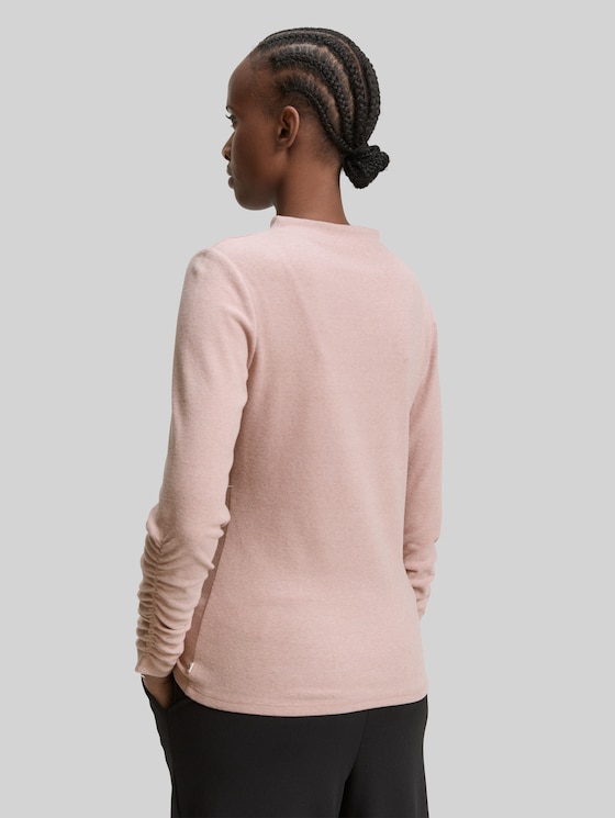 Long-sleeved shirt with gathered sleeves - Antique Rose Melange
