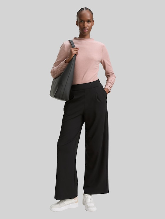 Long-sleeved shirt with gathered sleeves - Antique Rose Melange