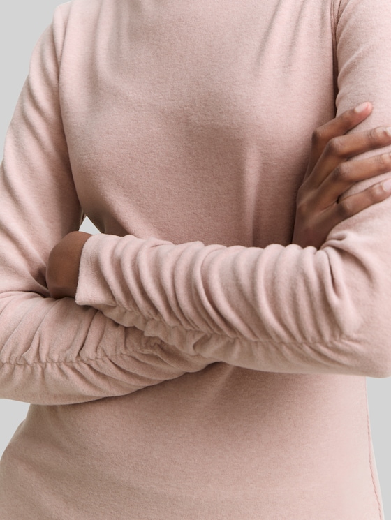 Long-sleeved shirt with gathered sleeves - Antique Rose Melange