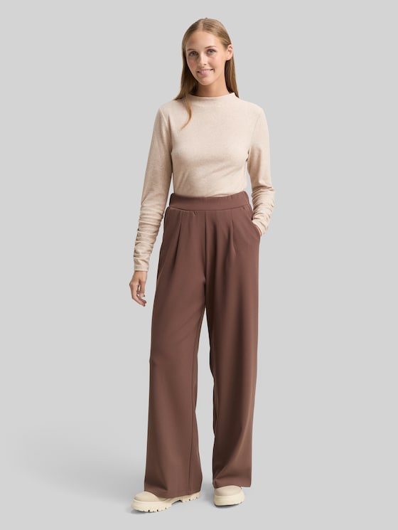 Long-sleeved shirt with gathered sleeves - cosy beige melange