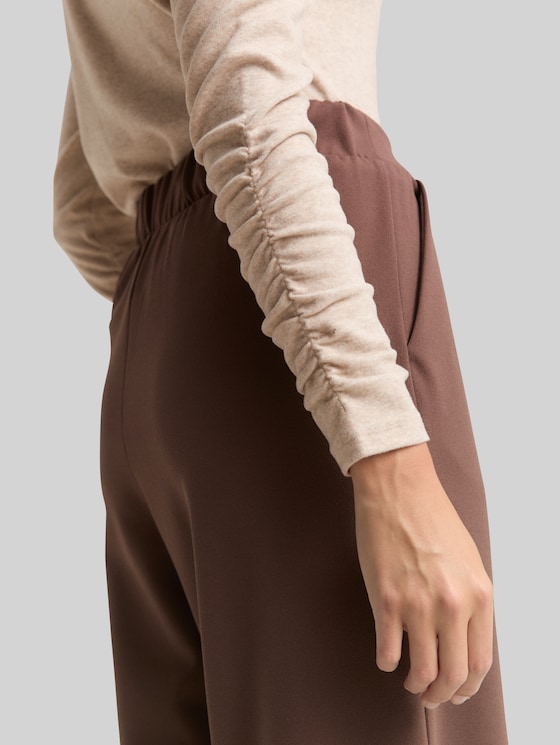 Long-sleeved shirt with gathered sleeves - cosy beige melange