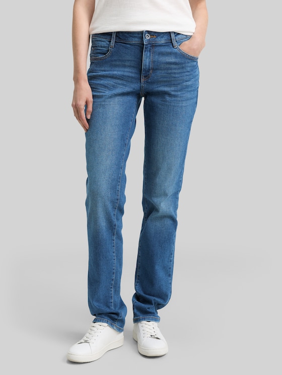 TTLIVA STRAIGHT jeans with stretch - Clean Mid Stone Blue Denim