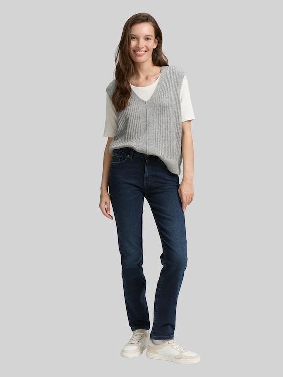 TTELVA STRAIGHT High-Waisted Jeans - blue black denim