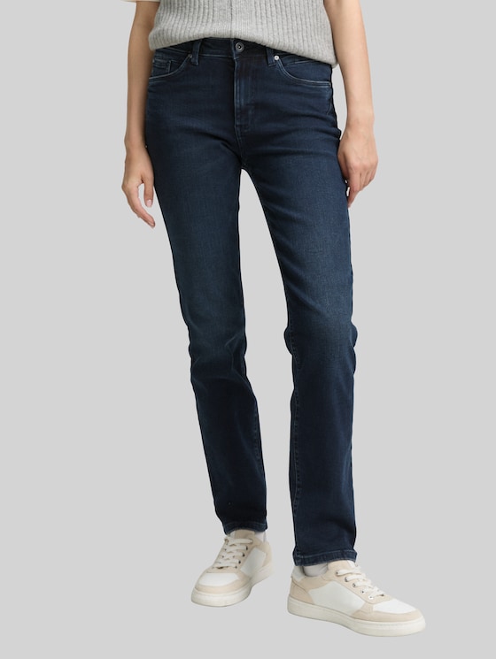 TTELVA STRAIGHT High-Waisted Jeans - blue black denim