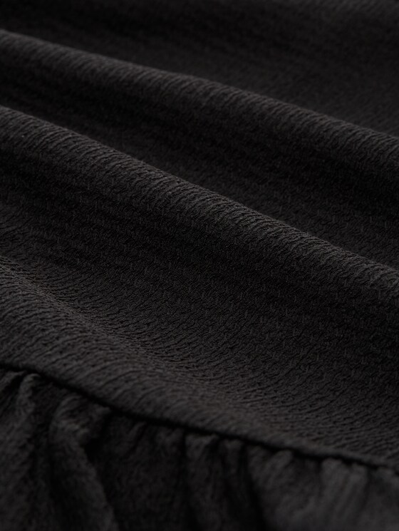 Jacquard T-shirt with peplum - deep black