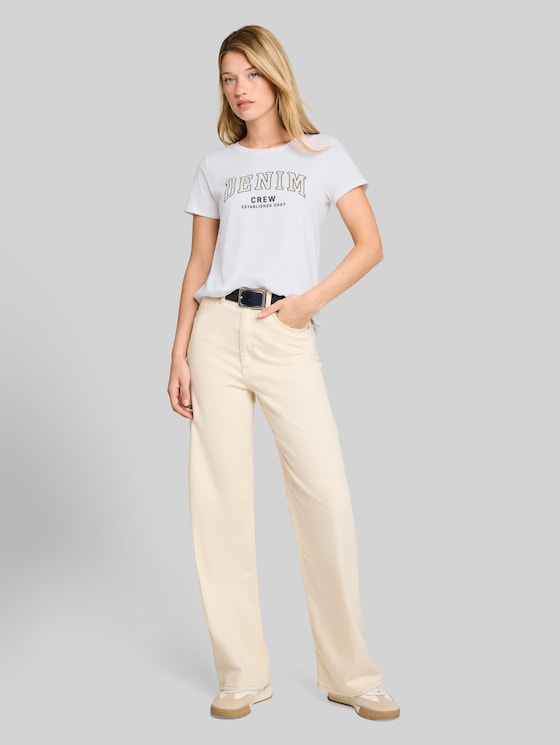 T-shirt with leopard print - bright white