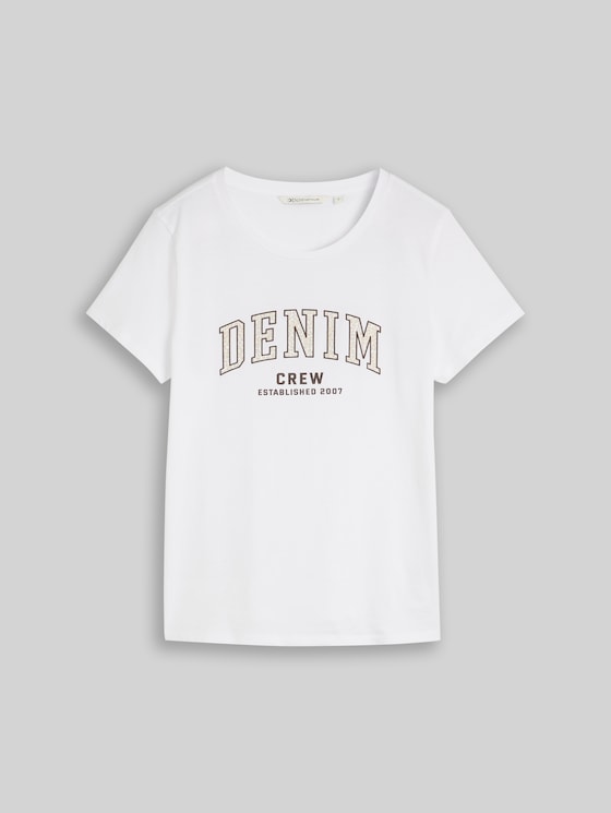 T-shirt with leopard print - bright white