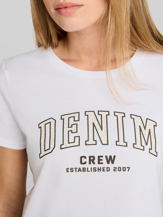 T-shirt with leopard print - bright white