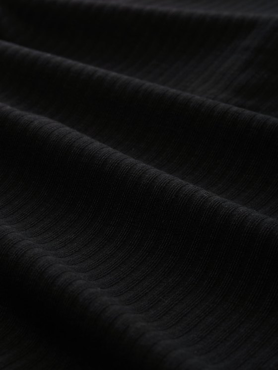 Ribbed Henley long sleeve shirt - deep black