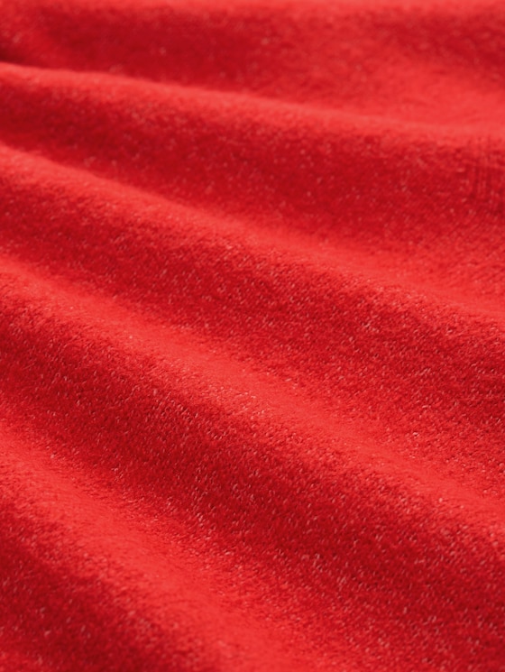 Relaxed fit knitted jumper with V-neck - brilliant red