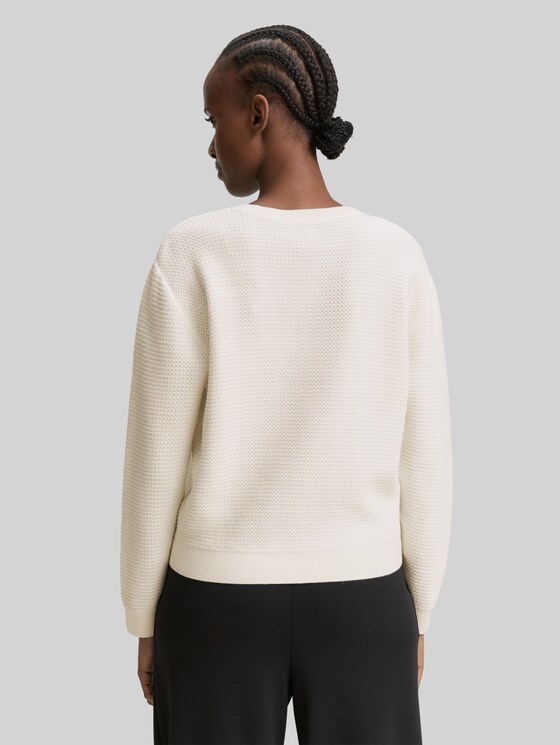 Round-neck knitted jumper - off white