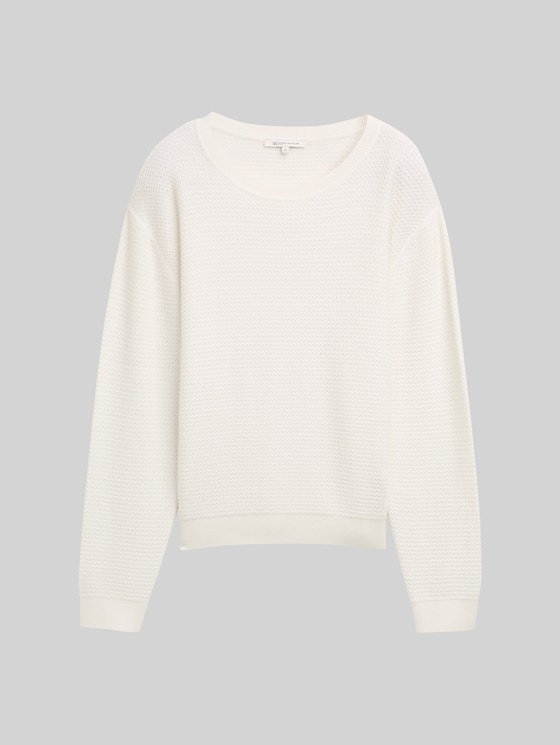 Round-neck knitted jumper - off white