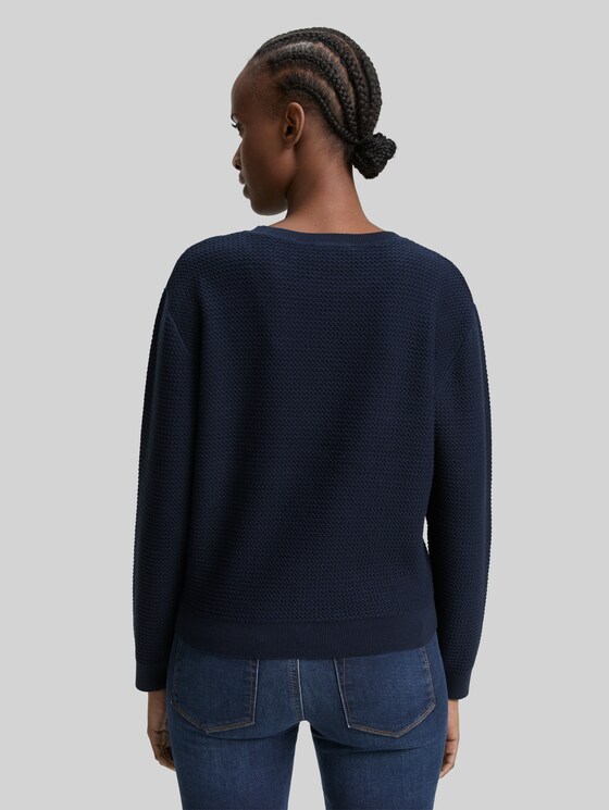Round-neck knitted jumper - sky captain blue