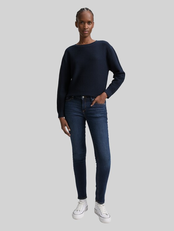 Round-neck knitted jumper - sky captain blue