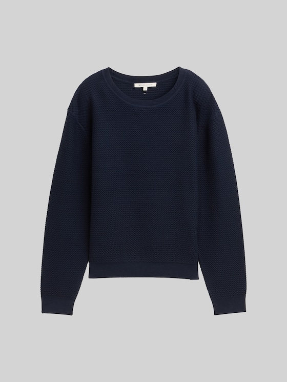 Round-neck knitted jumper - sky captain blue
