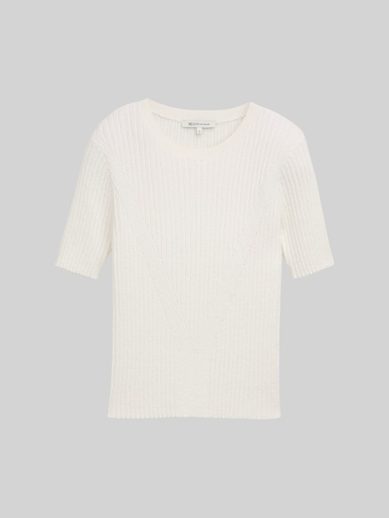 Knitted sweater with a ribbed texture - off white
