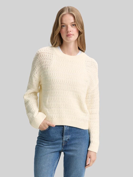 Relaxed-fit knitted jumper - off white