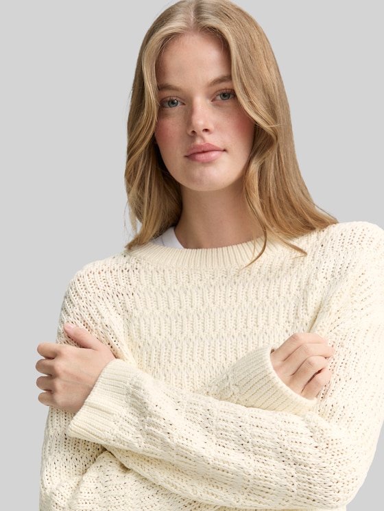 Relaxed-fit knitted jumper - off white