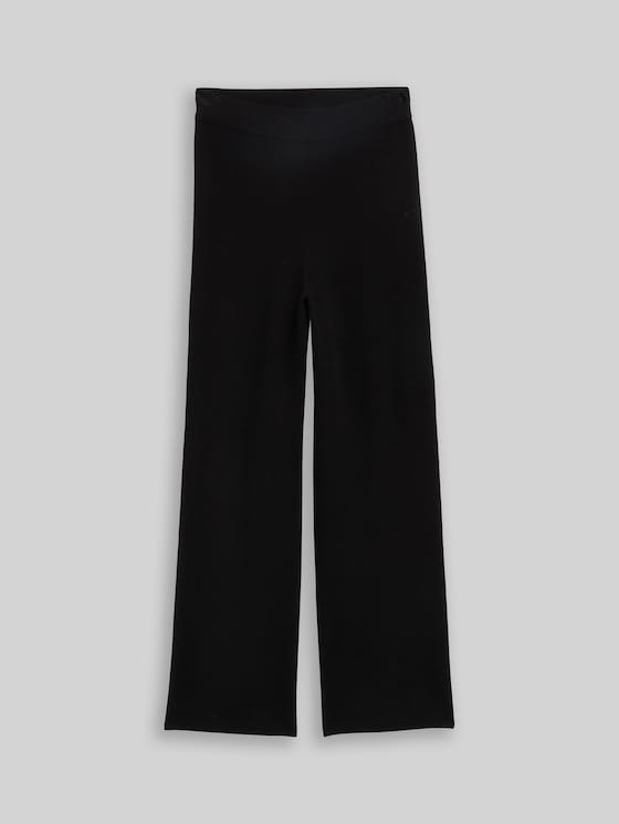 Straight knit trousers - deep black
