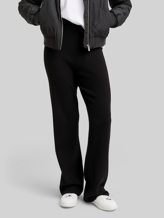 Straight knit trousers - deep black