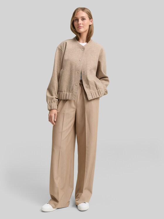 Wide leg trousers with drawstring - intense beige melange