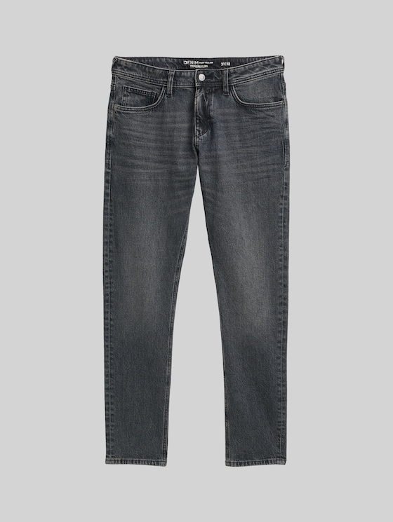 TTPIERS SLIM jeans - used dark stone grey denim
